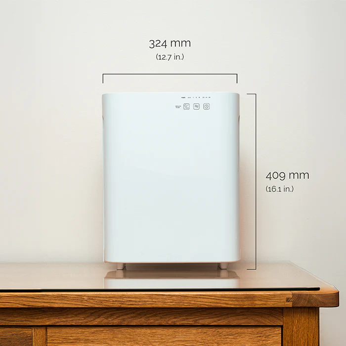 MeacoClean 47x5 Air Purifier with Product Sizing