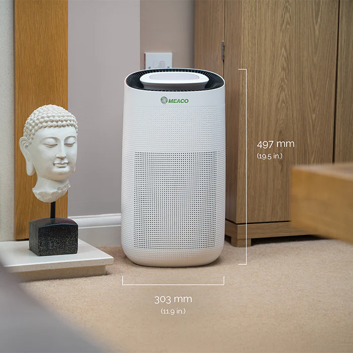 MeacoClean 76x5 Air Purifier with product sizing