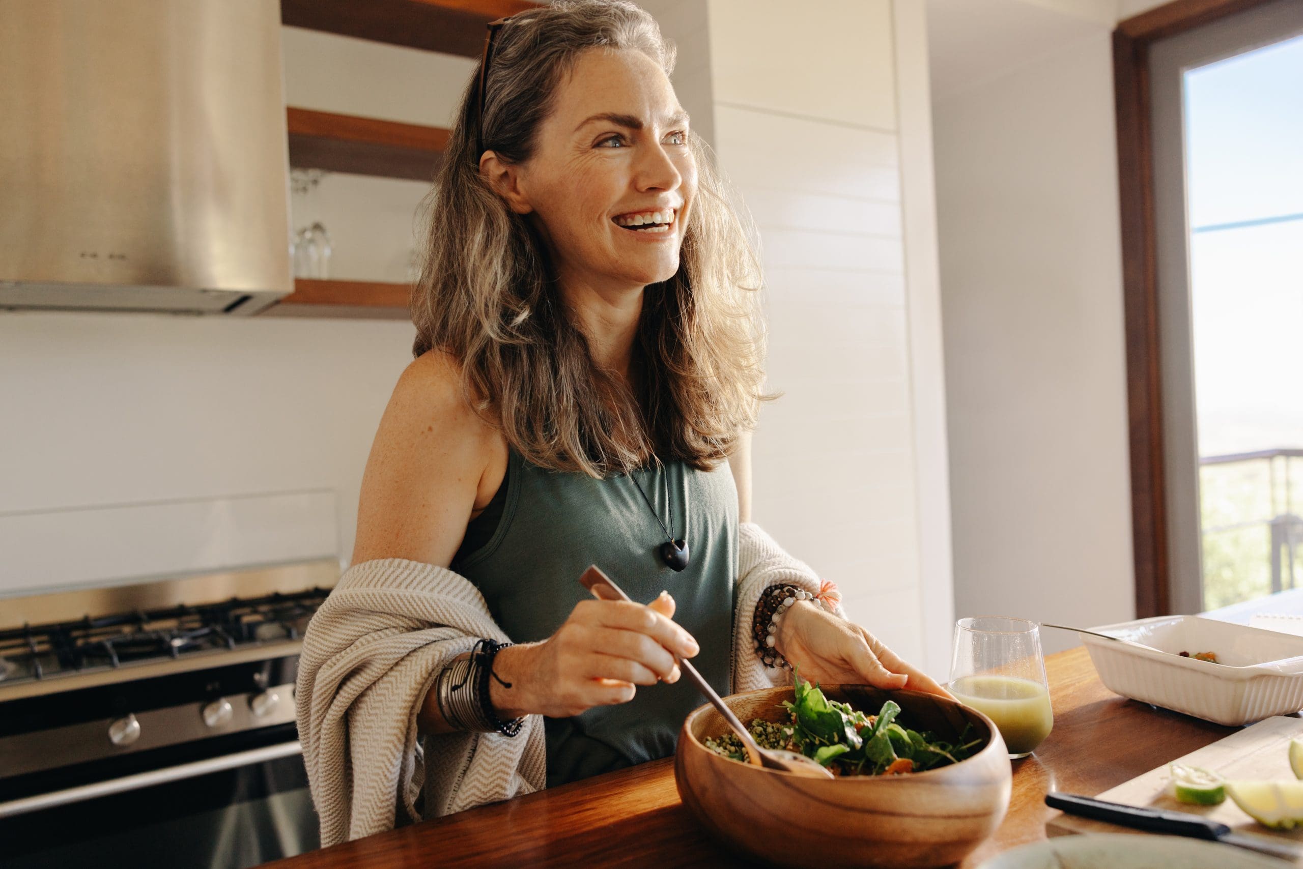 Woman having a salad