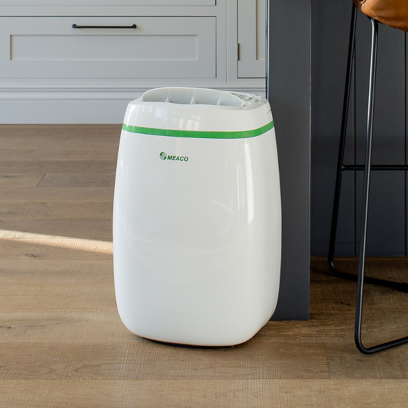 Meaco Low Energy Dehumidifier with open louvre for drying laundry