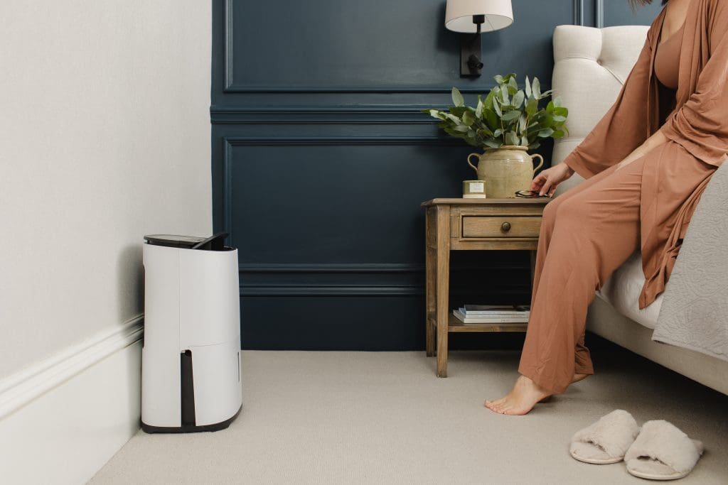 Arete dehumidifier in the bedroom