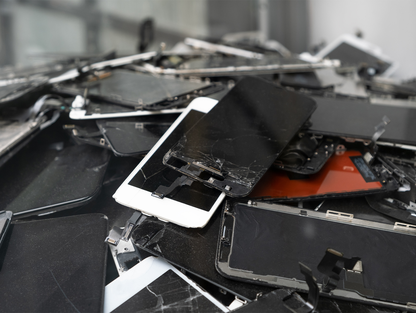 Phones disposed in a pile