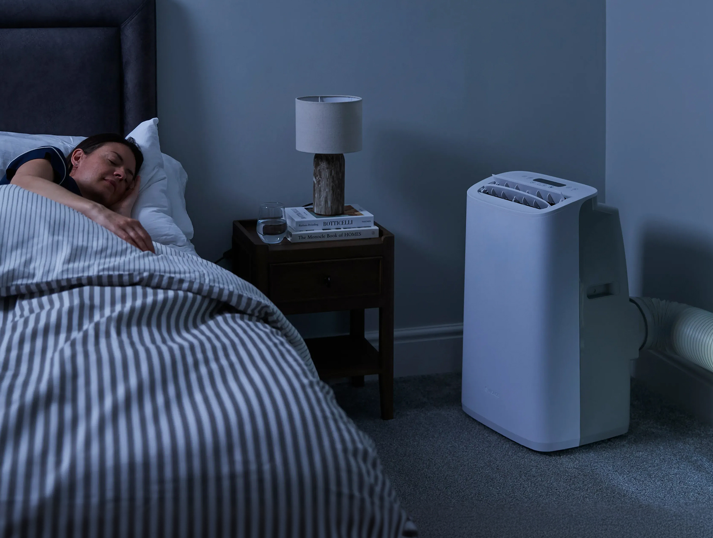 Meaco Cirro Air Conditioner woman sleeping at night quiet mode